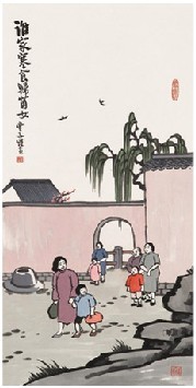 丰子恺 谁家寒食归宁女 立轴
